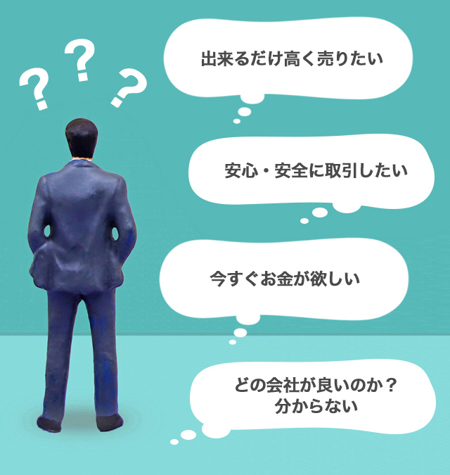 できるだけ高く売りたい、安心・安全に取引したい、今すぐお金が欲しい、どの会社が良いのか？分からない